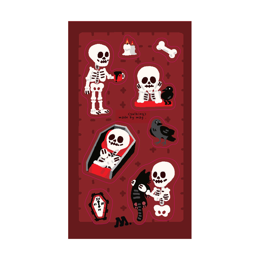Sticker Sheet -  Sulking Skeleton
